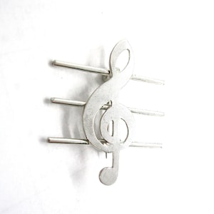 Sterling Silber Violinschlüssel Musik Note Pin Brosche Maker&#39;s Mark Musiker Geschenk