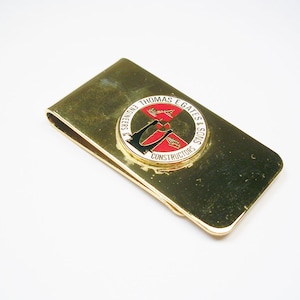 Fermasoldi vintage Thomas E Gates: smalto color oro, prodotto in Giappone