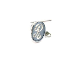 Initial R Tie Tack hand engraved Letter vintage Necktie Accessory Formal Wear