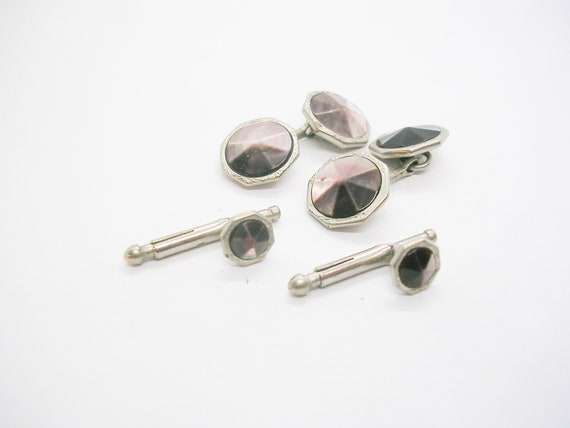 Mother of Pearl Cufflinks double sided Vintage Ar… - image 2