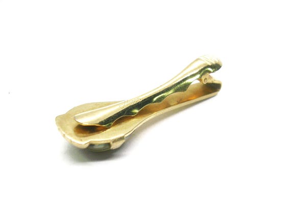 Vintage Gold Tone Tie Clip Bar: Opal Flakes, Formal Mens Jewelry  display picture 1