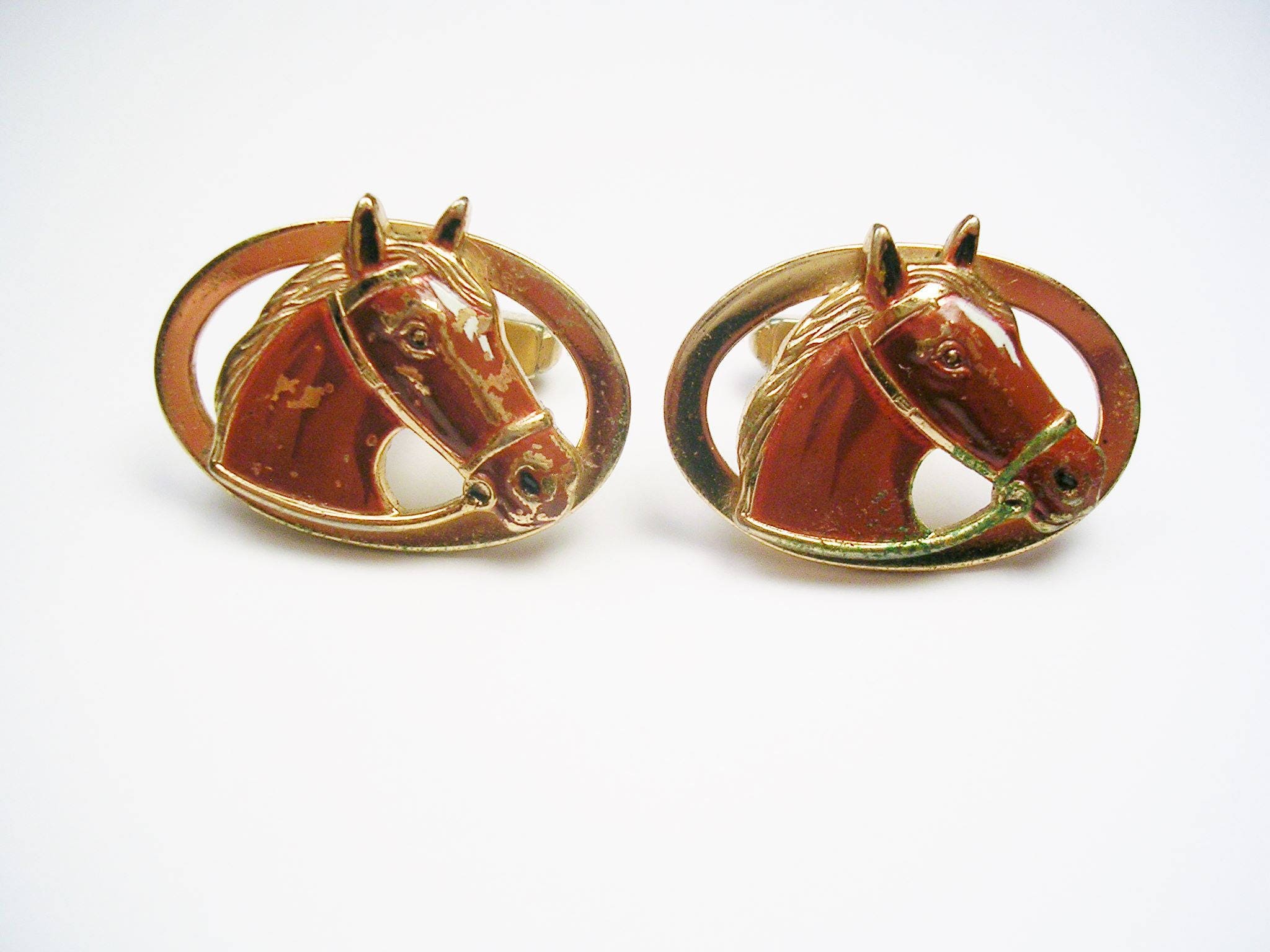 Vintage Equestrian Cufflinks Horse Head Cuff Links Formal Wear Etsy UK