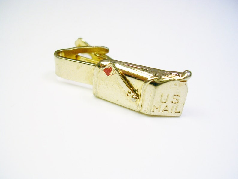 US MAIL BOX Tie Clip Tie Clasp Tie Bar gold tone red enamel Postal Worker Gift Men/'s Wedding Formal Wear Tie Accessory