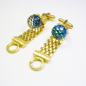 Vintage Cufflinks DANTE Cuff Links genuine Austrian Crystal Watermelon Design 1970/'s Shirt Accessory Formal Wear