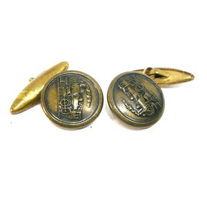 Cufflinks Steam Locomotive Brass Formal Wear vintage Shirt Accessory Wedding Jewelry