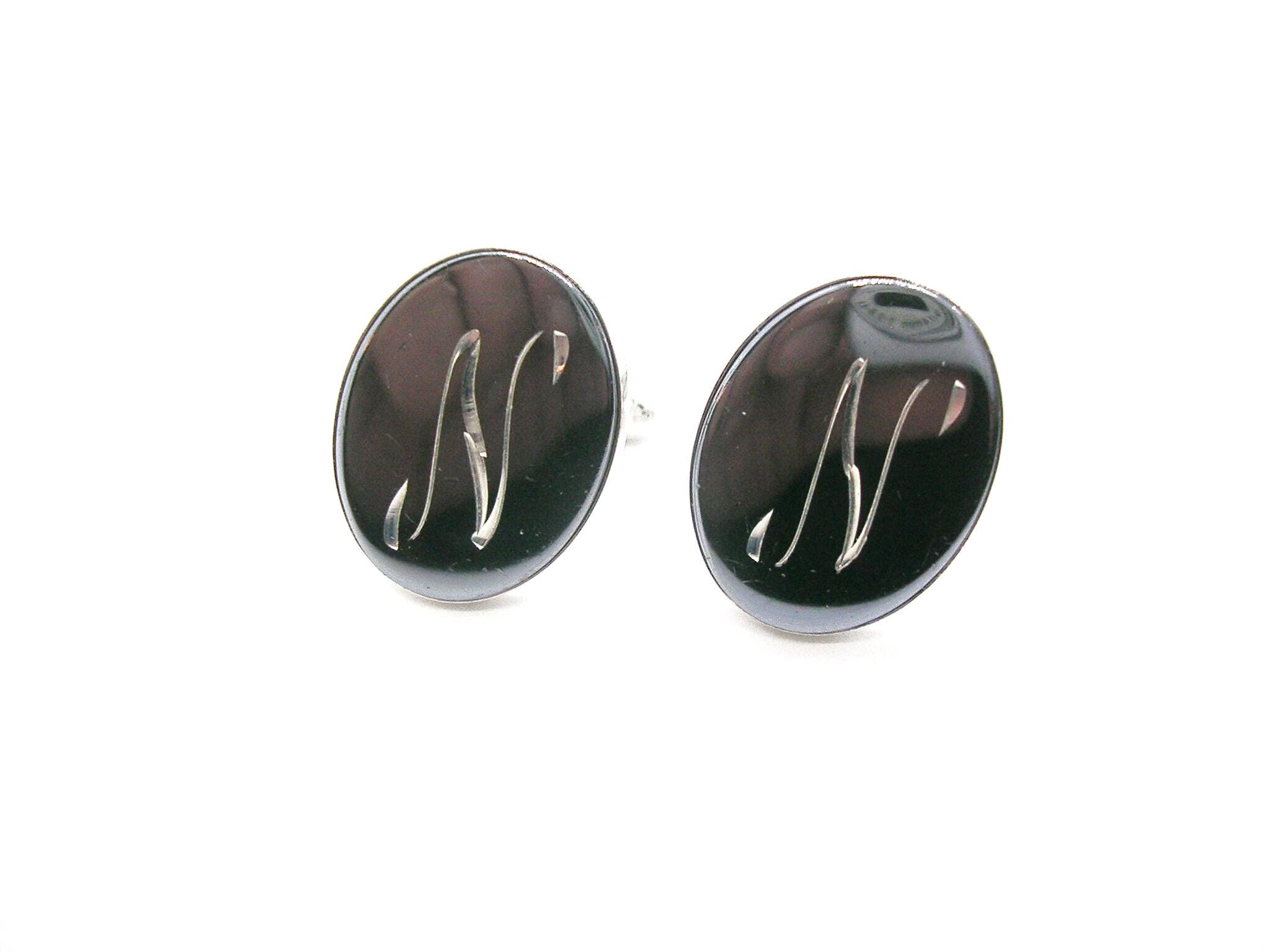 Initial N Cufflinks hand engraved cursive Letter N Cuff Links Metallic Front Man Wedding Jewelry Dad Gift formal Wear Shirt Accessory