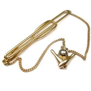 Vintage Tie Chain Bowling Tie Clip with chain Bowler Gift Formal Wear Tie Accessory