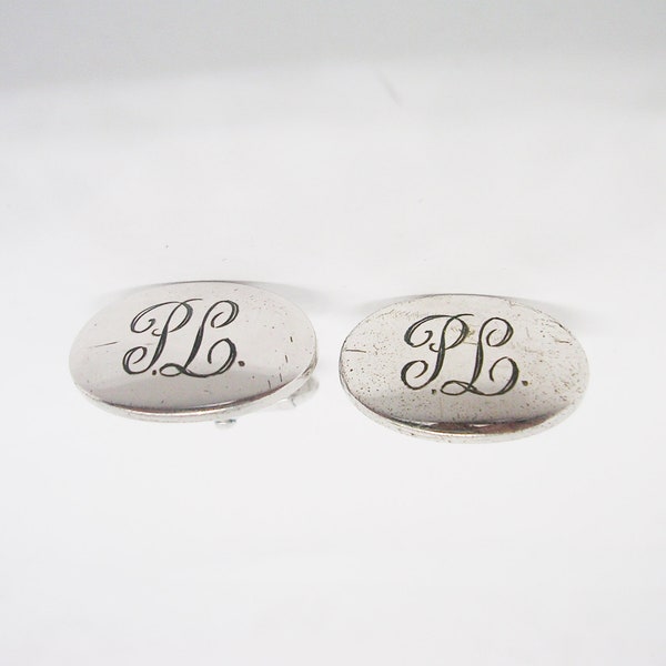 Sterling Silver Cuff Links Initial PL vintage Wells Shirt Accessory