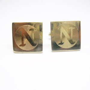 Initial N Cufflinks vintage Men's Jewelry Shirt Accessory