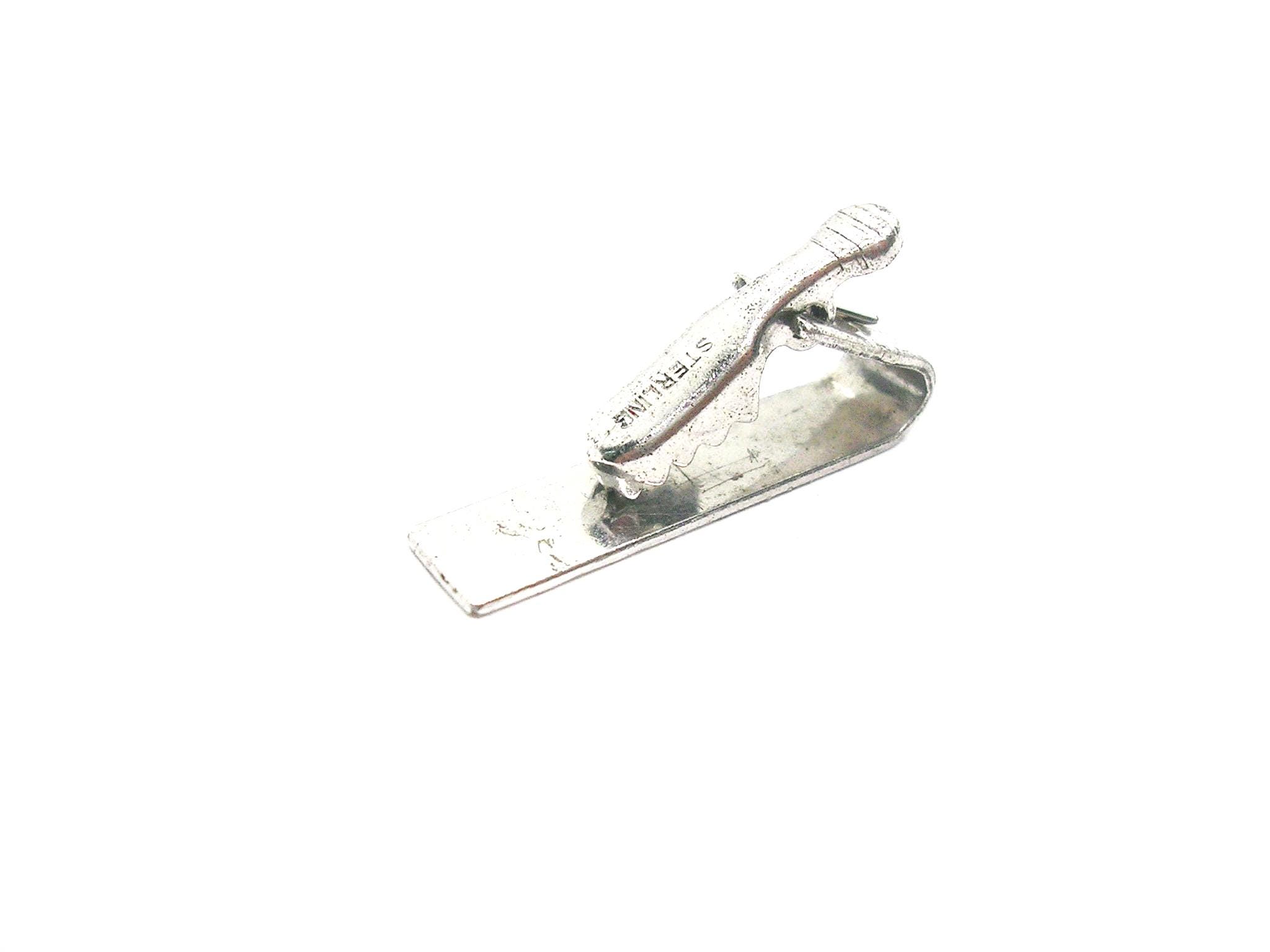 Pince à Cravate Vintage En Argent Sterling - Chaîne Avec Pendentif MACO - Occasion