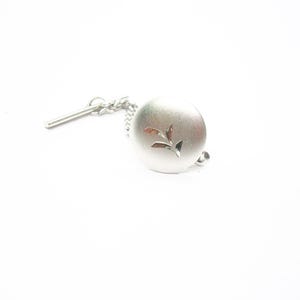 Vintage Sterling Silver Tie Tack: Engraved Round Necktie Pin