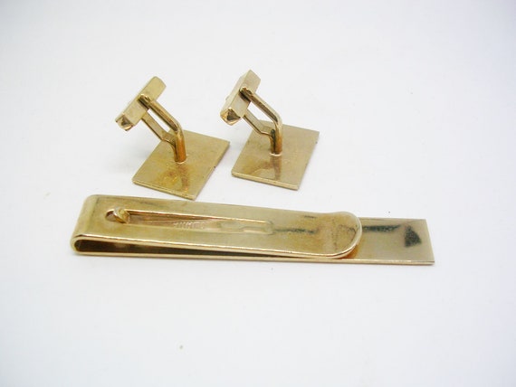 Vintage SWANK Cufflinks Tie Bar Set Mid Century C… - image 3