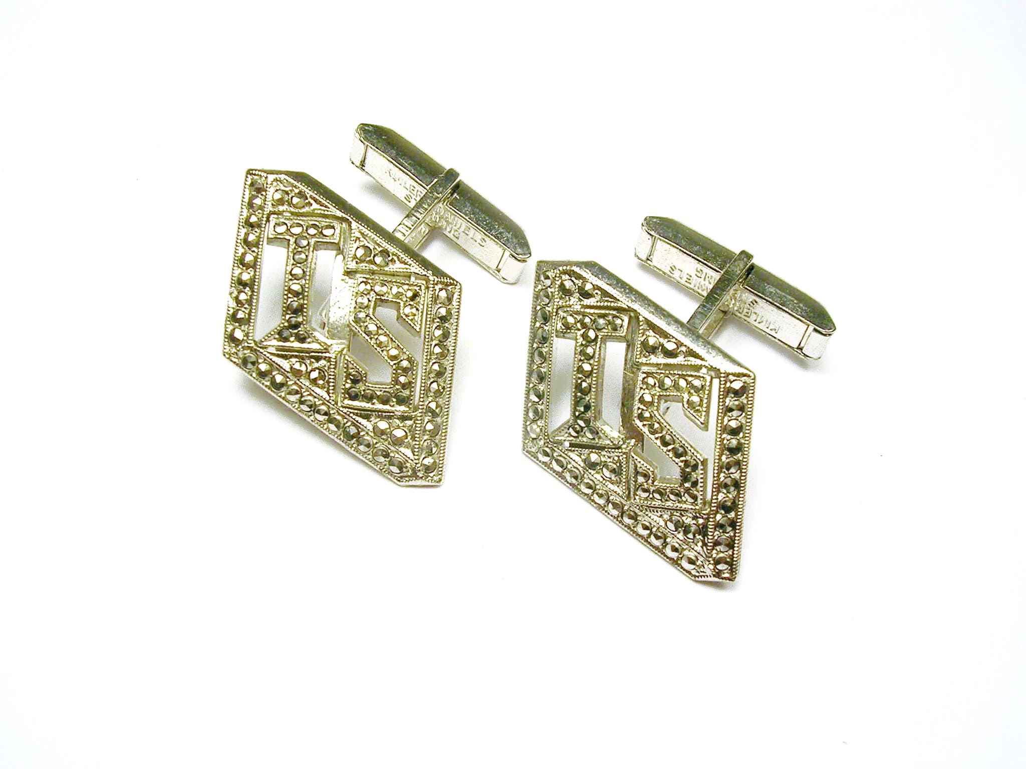 Boutons De Manchette Vintage En Argent Sterling Poinçonné - Marque S.J. Rose & Sons Of London - Occasion