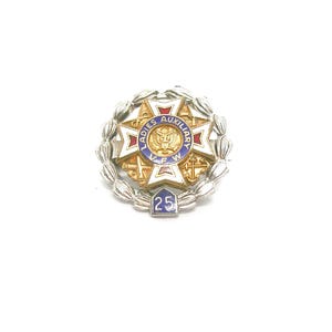 Sterling Silver Pin Vintage VFW Ladies Auxiliary 25 Years Award Veterans of Foreign Wars