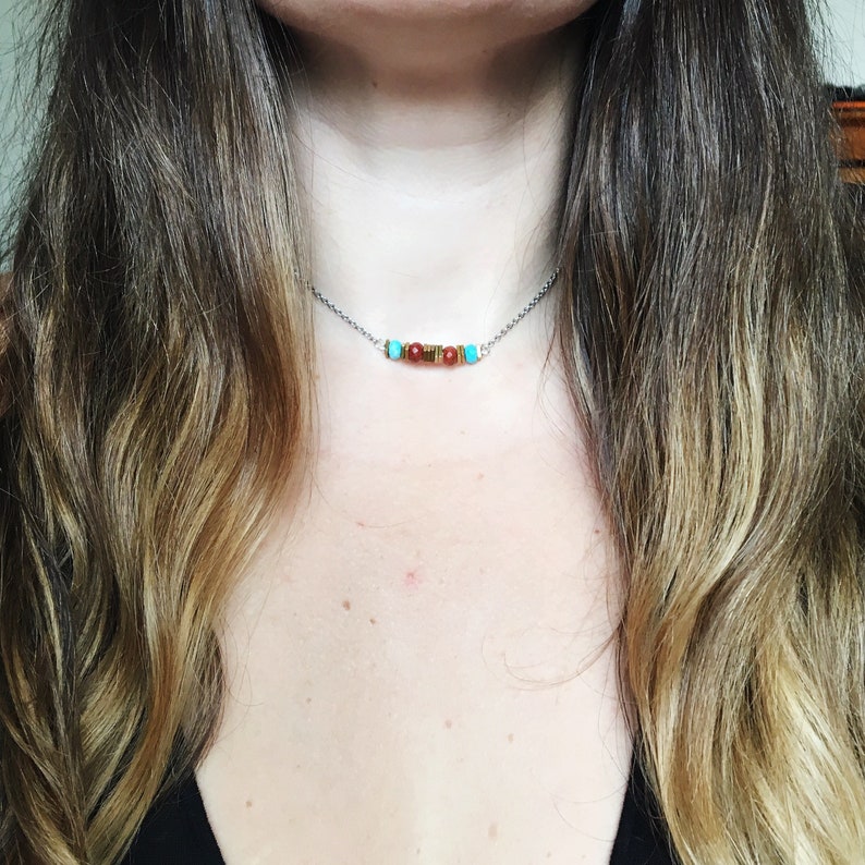 fall necklace turquoise jewelry Ancient Sands Bar of Power Choker Necklace egyptian jewelry crystal choker