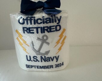 Embroidered U.S. Navy Retirement Toilet Paper Gag Gift
