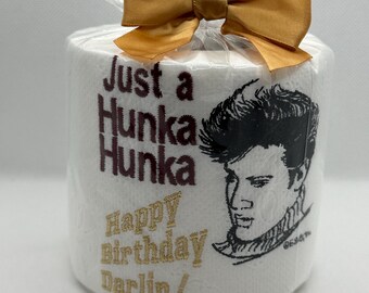 Elvis Birthday Toilet Paper Gift: Embroidered Gag Gift