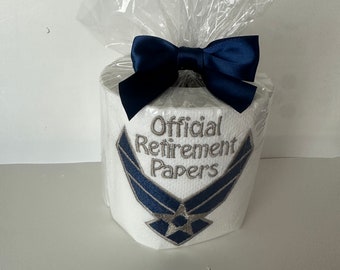Embroidered Air Force Retirement Toilet Paper Roll – Novelty Party Gift