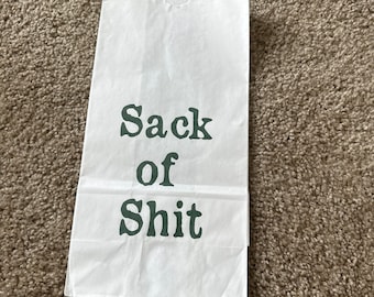 Sack of POOP cute paper bag / 7” W  x 13-1/2” L