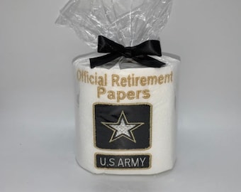 Embroidered Military Retirement Toilet Paper Gag Gift