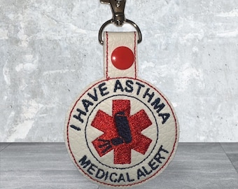 Asthma  Medical Keychain/Medical ID /Medical Alert for Purse / Backpack / Awareness for school kids / Elderly Safety