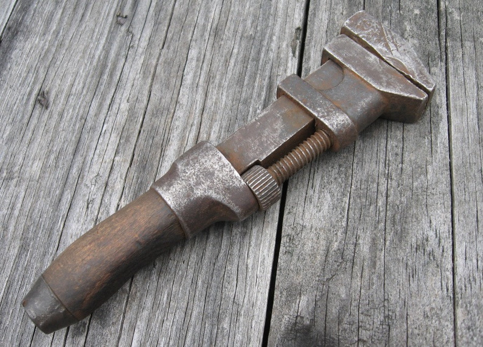Small vintage pipe wrench old tool adjustable monkey girard pa Etsy