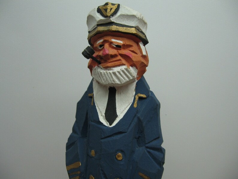 Wood sailor carved statue captain figurine navy sea nautical Etsy