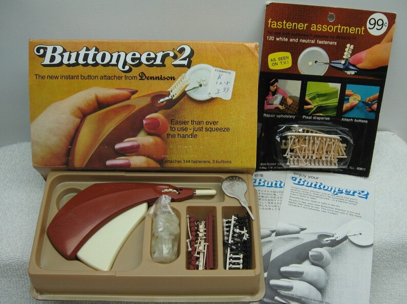Buttoneer 2 button fastener dennison refill pack vintage Etsy