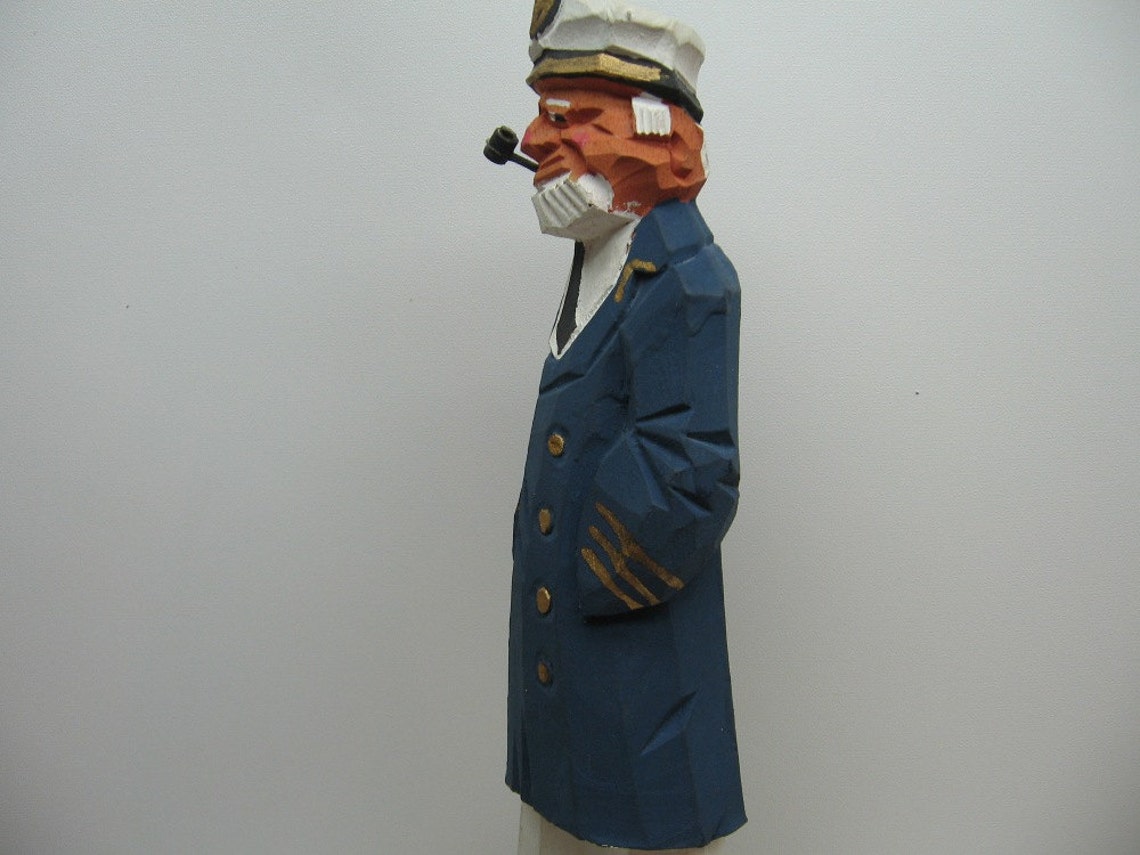 Wood sailor carved statue captain figurine navy sea nautical Etsy