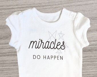 Miracles Do Happen Baby Onesie® /// 100% cotton, Infertility TTC IVF Miracle Gift, Newborn Baby Gift, Baby Bodysuit, 0-3 months, Unisex.