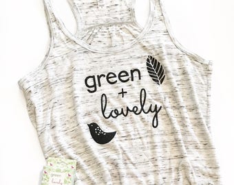 Green and Lovely Tank, Women's Tank, Momma Tank, Tank, Women's Tee, Pregnancy, Fashion, Apparel, Gift for Mom, Gift for Her, Custom, Grey