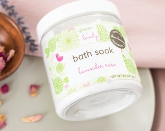 Calming Lavender Rose Bath Soak /// Calming Lavender Chamomile, Gentle Bath Soak. Soothing Lavender + Aloe, Bath & Body. Baby Soft Skin.