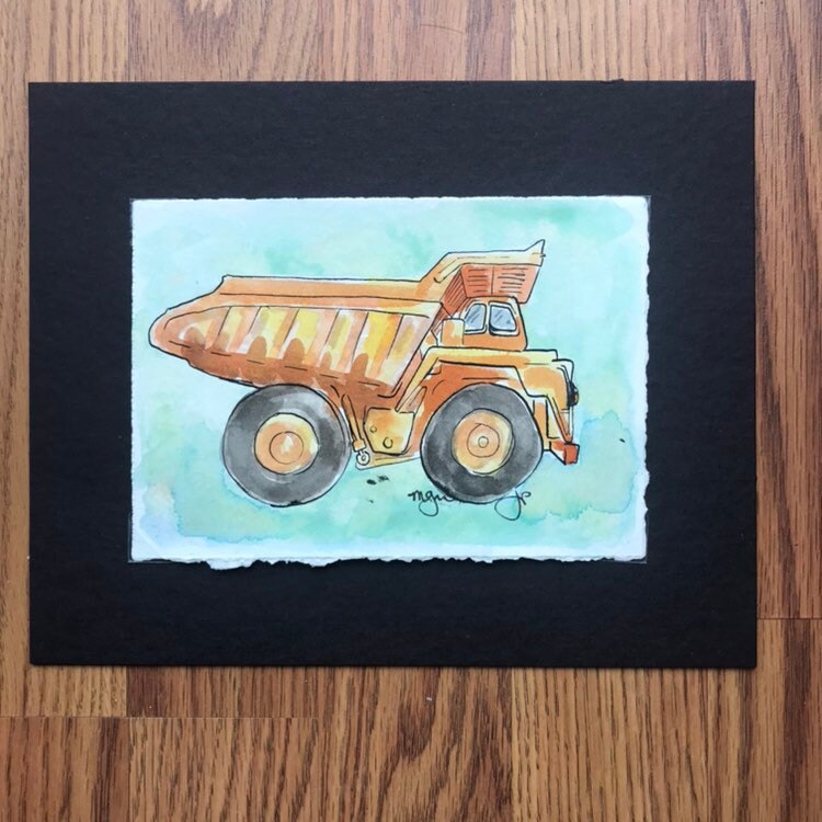 Dump Truck Original Ink Painting Etsy