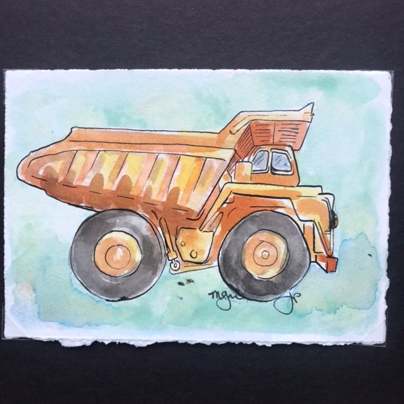 Dump Truck Original Ink Painting Etsy