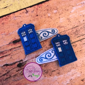police box inspired hair clips