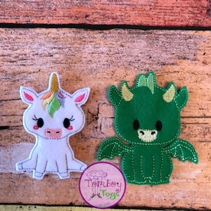 Unicorn or dragon finger puppet
