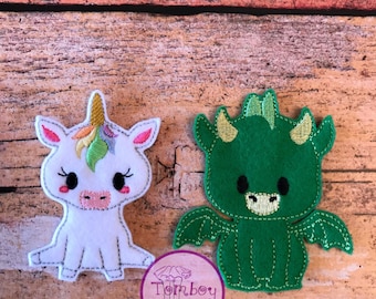 Unicorn or dragon finger puppet