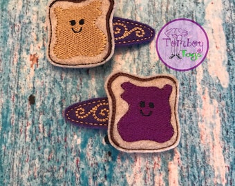 Peanut Butter and Jelly hair clips