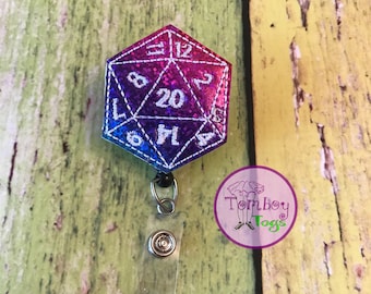 D20 pin or badge reel ID holder