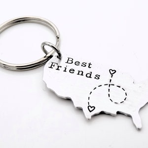 Long distance Best Friends USA Map Gift keychain image 5