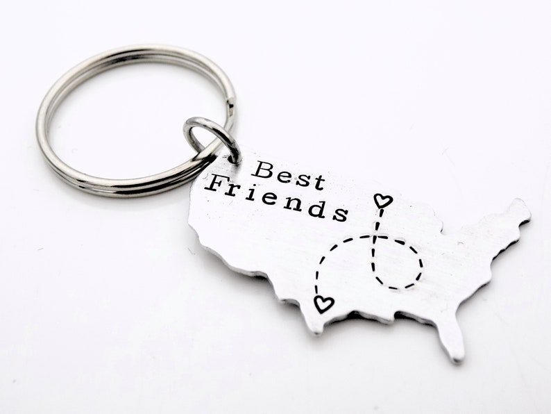 Long distance Best Friends USA Map Gift keychain image 5