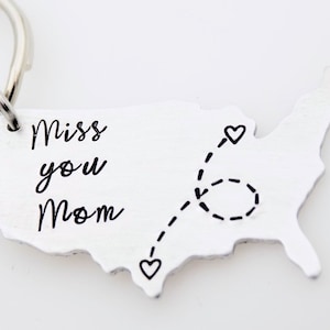 USA Map keychain Long distance Mother College going away gift Miss you Mom Custom with your states Mother's Day gift from daughter or son image 8