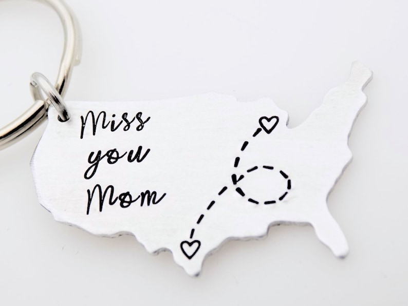 USA Map keychain Long distance Mother College going away gift Miss you Mom Custom with your states Mother's Day gift from daughter or son image 8