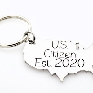 Custom US Citizen Gift, Choose your year on this laser engraved USA map keychain. image 3