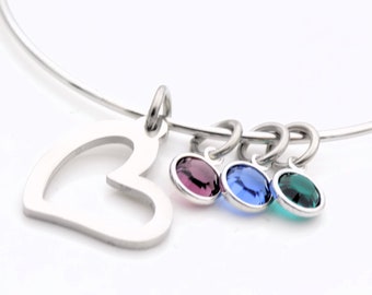 Grandma Mother's day gift for her custom bangle with birthstones personalized with birthstones of your choice