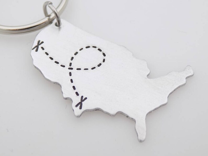 USA map keychain State key chain long distance Friends image 3