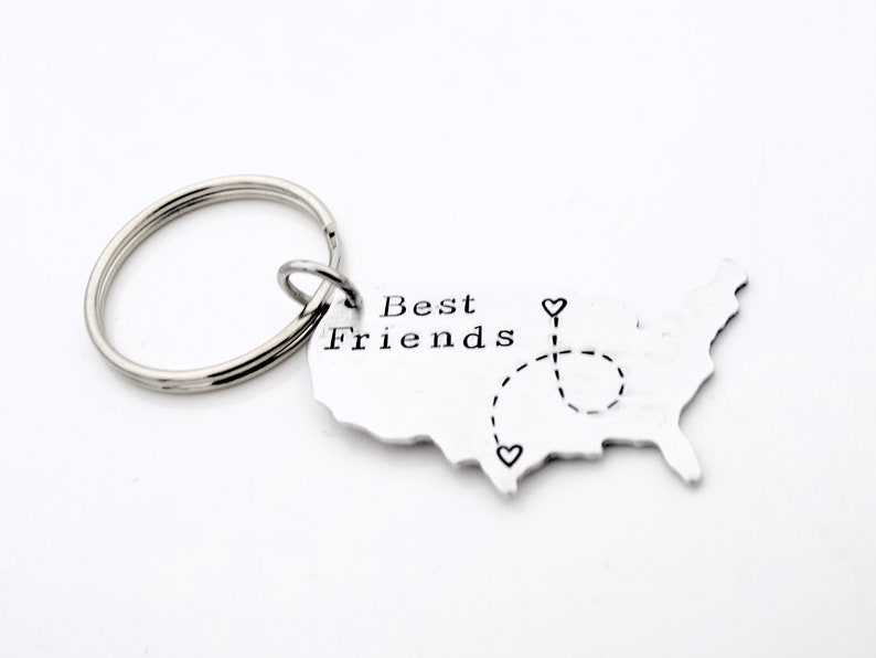 Long distance Best Friends USA Map Gift keychain image 3