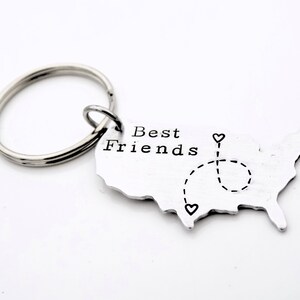 Long distance Best Friends USA Map Gift keychain image 6