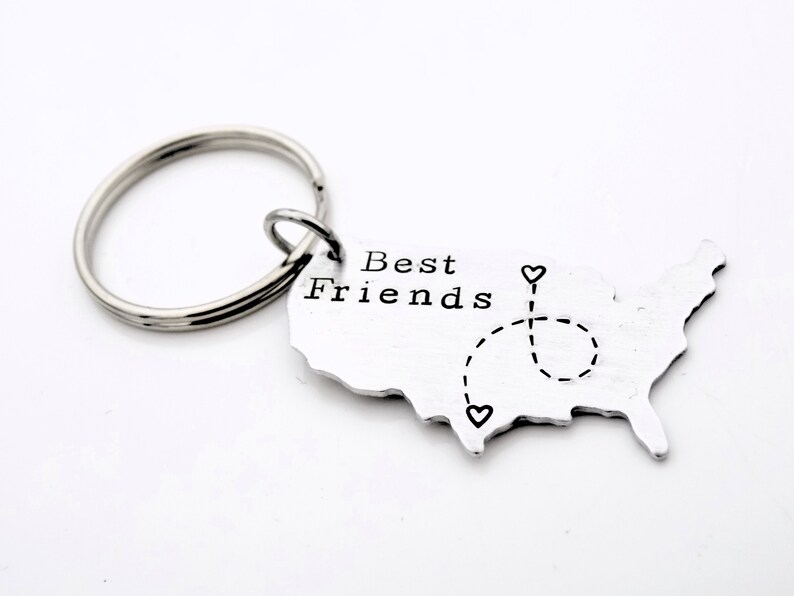 Long distance Best Friends USA Map Gift keychain image 6