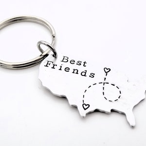 Long distance Best Friends USA Map Gift keychain image 2
